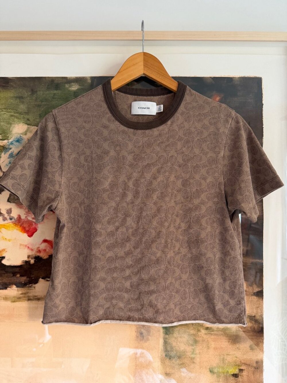 Coach signature cropped ringer tee in organic cotton